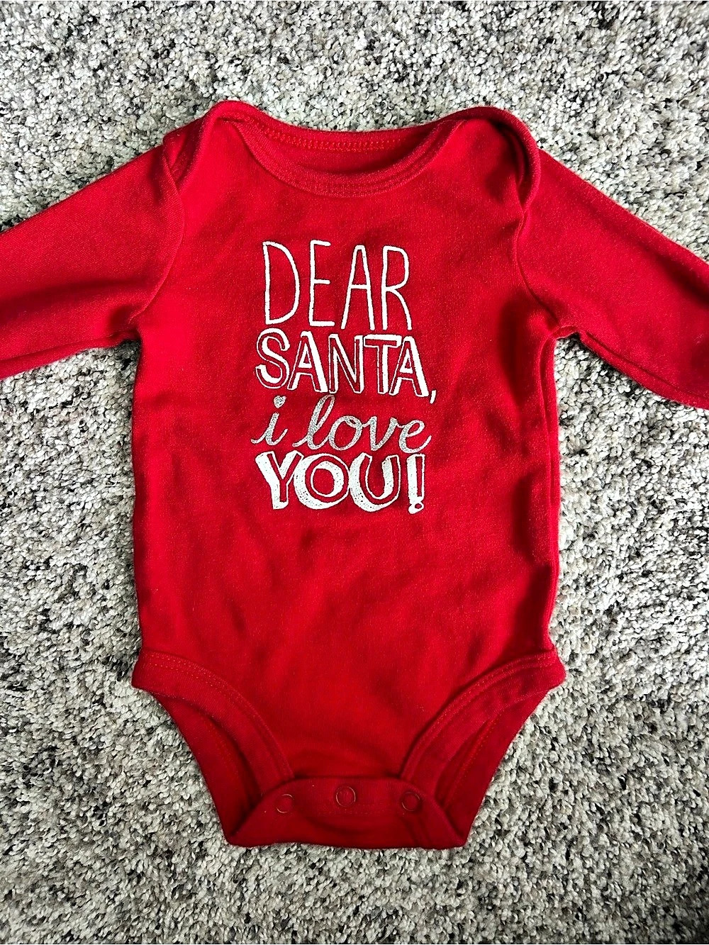 Baby, Carter's, Dear Santa, I Love You! Christmas Holiday Bodysuit, Red, Newborn